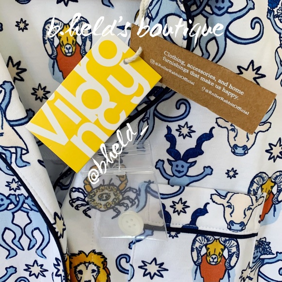 Roller Rabbit Monkey Horoscope Polo Pajamas in White Blue Size XS Brand New NWT - Picture 4 of 16